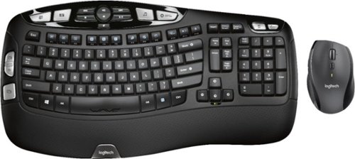 Logitech - MK570 Ergonomic Wireless Optical Comfort Wave Keyboard and Mouse - Black