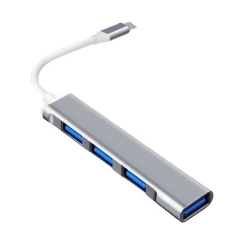 Kitcheniva - USB Type C to USB 3.0 4 Port Hub Splitter For PC - Silver-Front_Standard 