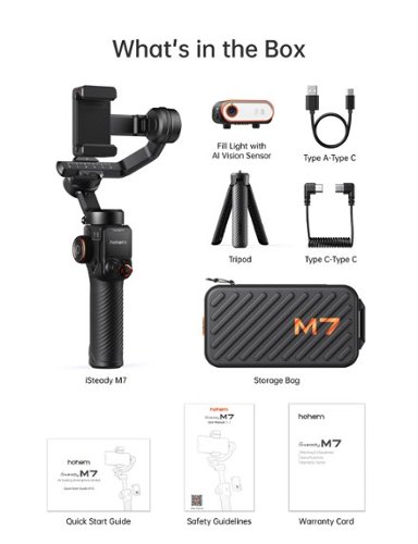 Hohem iSteady M7 3-Axis Gimbal Stabilizer for Smartphone w/ AI Tracking, Remote Control, Extendable Pole, & Magnetic RGB Light - Black BUY IN MIDDLE EAST