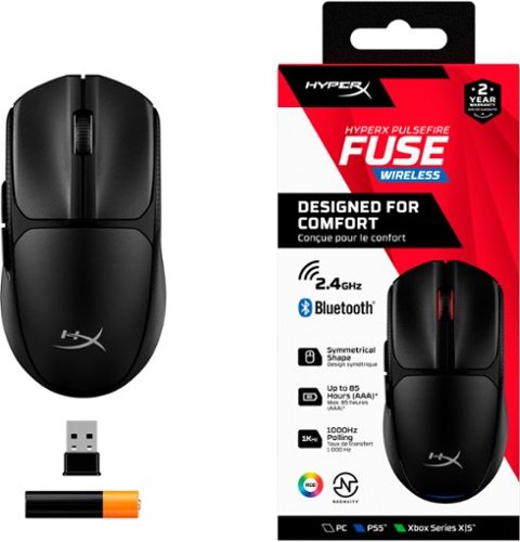 HyperX Pulsefire Fuse Lightweight Wireless Optical Gaming Mouse with RGB Lighting - Wireless - Black BUY IN SAUDI ARABIA