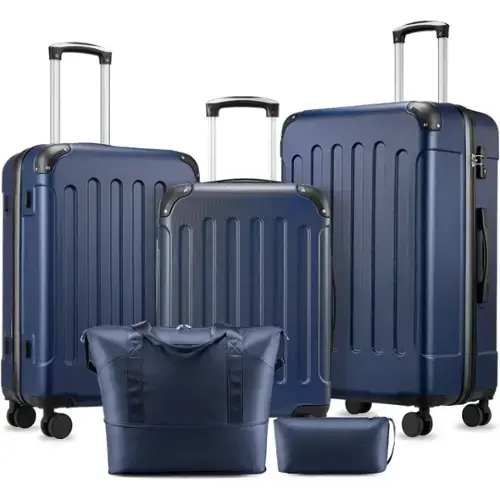 Front. LUGGEX - LUGGEX Luggage Sets 5 Piece Hardside Suitcase with Wheels and TSA Approved - Lite-YY - Blue.
