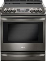 LG - 6.3 Cu. Ft. Self-Cleaning Slide-In Electric Range with ProBake Convection - Black stainless steel - Front_Standard