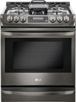 LG - 6.3 Cu. Ft. Self-Cleaning Slide-In Gas Range with ProBake Convection - Black stainless steel - Front_Standard