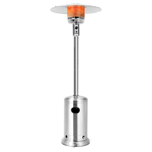 Costway - 50000 BTU Propane Patio Heater Standing Steel with Wheels - Silver-Front_Standard 