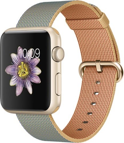  Apple Watch Sport 42mm Gold Aluminum Case - Gold/Royal Blue Woven Nylon Band - (2021)