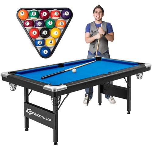 Costway 6 FT Billiard Table 76 Inch Foldable Pool Table Perfect for Kids and Adults Blue - Black+Blue