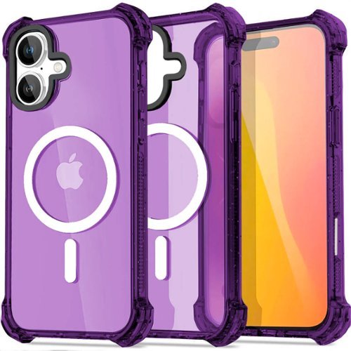 Entronix - Magnetic Phone Case for iPhone 16 Plus - Clear with Bounce Frame Design - Purple-Front_Standard 