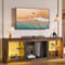 Bestier - 70" TV Stand with LED Lights and Glass Shelves for TVs up to 75" - Brown-Front_Standard