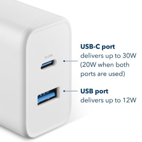 Insignia™ 32W 2-Port Wall Charger with 1 USB-C & 1 USB Port for Smartphones, Tablets and More - White HOW TO BUY