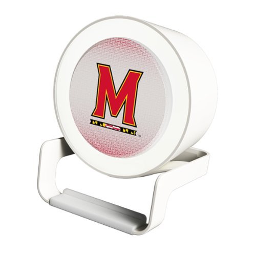 Keyscaper - Maryland Terrapins Linen Print Nightlight Charger & Bluetooth Speaker - White-Front_Standard 
