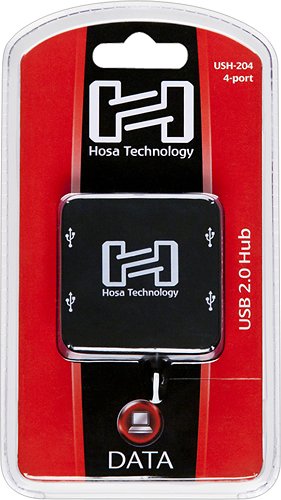  Hosa Technology - 4-Port USB 2.0 Hub - Black