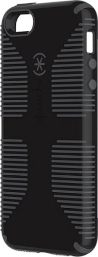 Speck - CandyShell Grip Case for Apple iPhone SE, 5 and 5S - Black/Slate Gray-Front_Standard 