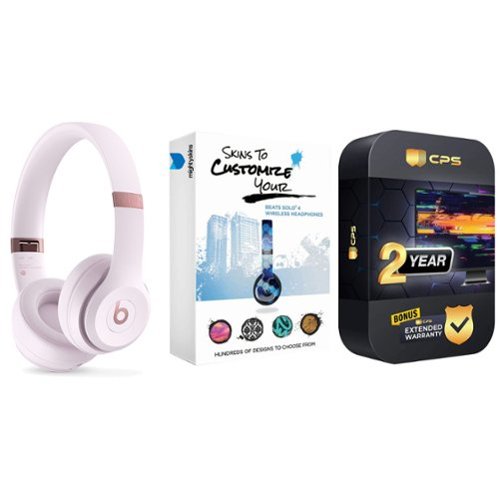 Beats - Solo 4 Bluetooth Wireless On-Ear Headphones with MightySkins Protective Skins and 2 Year Extended Warranty Bundle - Cloud Pink-Front_Standard 