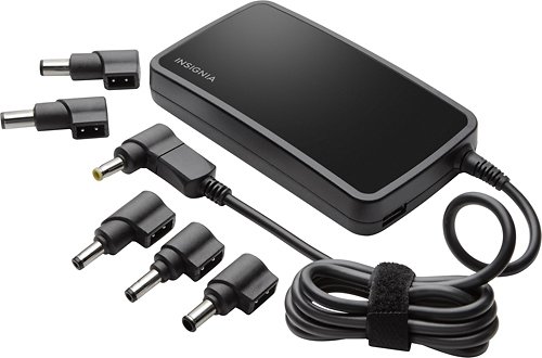  Insignia™ - Slim Universal AC Laptop Power Adapter with USB Charging - Black