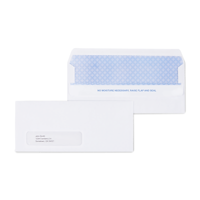 Staples - Self Seal Security Tinted #10 Window Envelopes, 4 1/8" x 9 1/2", 500/Box (ST511290-CC) - White Wove