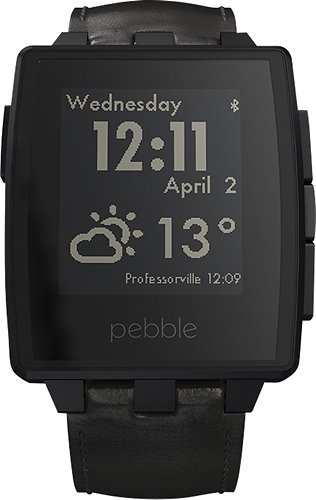  Pebble - Steel Smartwatch 33mm Stainless Steel - Black Leather