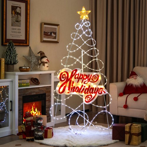 Costway 5.6FT Pre-lit Christmas Tree 6 Lighting Modes Indoor Outdoor Colorful Decoration
