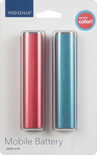  Insignia™ - 2600 mAh Portable Charger for Most USB-Enabled Devices (2-Pack) - Blue/Coral red