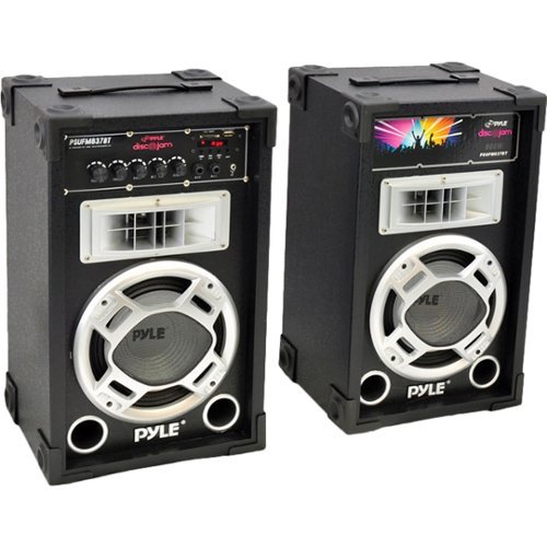 PYLE - PylePro Dual 800 Watt Disco Jam Powered Two-Way PA Bluetooth Speaker System - Black-Front_Standard 