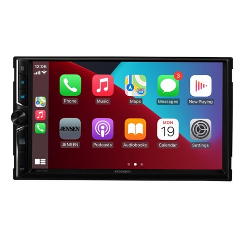 Jensen - J3CA7W 7" Double DIN Touchscreen Car Stereo | Wireless CarPlay Android Auto | Bluetooth | USB | Backup Cam Input - Black-Front_Standard 