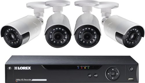  Lorex - 8-Channel, 4-Camera Indoor/Outdoor Wired 1080p 1TB DVR Surveillance System - White