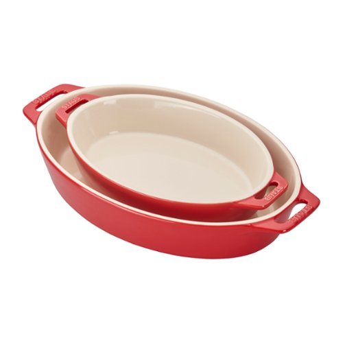 Staub - Ceramic 2-pc Oval Baking Dish Set - Cherry-Front_Standard 