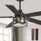 Breezary - 52-Inch Indoor Ceiling Fan with Light Kit, 5 Plywood Dual-Finish Blades, DC Motor, 5/10'' Downrods, Remote, Glass Shade - Black and Dark Walnut-Front_Standard