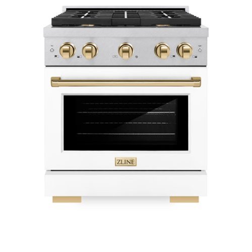 ZLINE - Autograph 30 in. Paramount Satin Steel Gas Range with Gold Accents (SGRSZ-WM-30-G) - White Matte-Front_Standard 