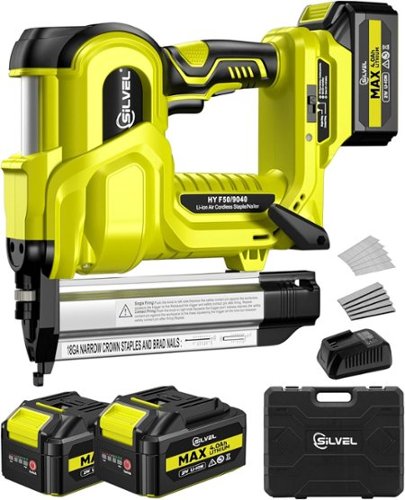 Silvel - 2" Cordless Brad Nailer, 2-in-1 21V Electric Brad Nailer with 2 * 2.0Ah Battery, 1000pcs Nails, 18GA Staples - Green-Front_Standard 