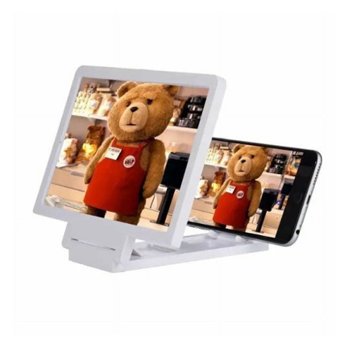 Stock Preferred - 3D Mobile Phone Screen Magnifier Stand 7.8” Foldable HD Amplifier with Anti-Slip Holder - White-Front_Standard 