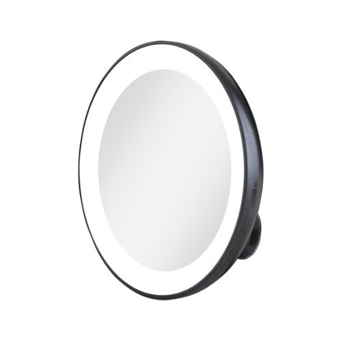 Zadro - LED Lighted Compact Mirror with 15X Magnification & Suction Cups - Black-Front_Standard 