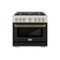 ZLINE - Autograph 36" Freestanding Select Gas Range w/ 6 Burners w/ Black Door & Bronze Accents (HGRZ-BLM-36-CB) - Stainless Steel-Front_Standard 