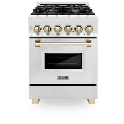 ZLINE - Autograph 24" Legacy Dual Fuel Range w/ 4 Burners & Polished Gold Accents (RAZ-24-G)-Front_Standard 