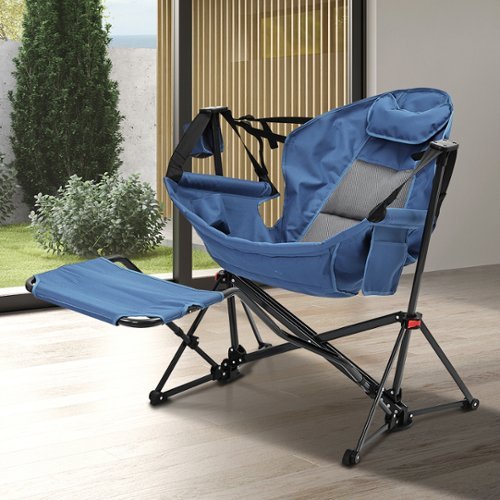 Ainfox - Hammock Camping Chair with Footrest - Blue-Front_Standard 