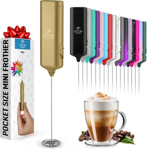Zulay Kitchen - Mini & Mighty Milk Frother Wand - Powerful Handheld Drink Mixer - Gold-Front_Standard 