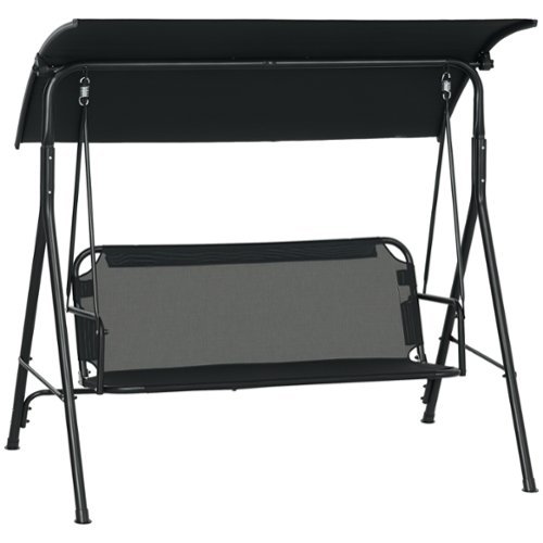Outsunny - 3-Seat Outdoor Patio Swing Chair with Removable Cushion Steel Frame Stand and Adjustable Tilt Canopy for Patio-Front_Standard 