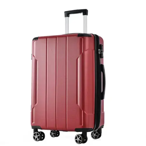 Front. BreeBe - Hardshell Luggage, Lightweight Durable ABS Suitcases with Double Wheels, Expandable 24-inch Checked Luggage 24' - Red.