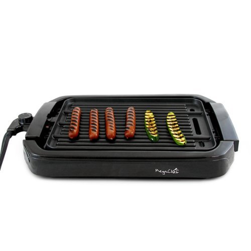 MegaChef - Dual Surface Reversible Indoor Grill and Griddle - Black-Front_Standard 
