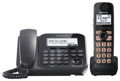  Panasonic - KX-TG4771B DECT 6.0 Plus Expandable Corded Phone System with Digital Answering System - Black