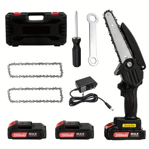 Oumilen - 6-Inch Mini Chainsaw with 2 Rechargeable Batteries-Front_Standard 