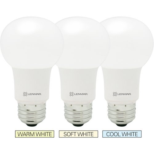  Lenmar - 800-Lumen, 9W Dimmable A19 LED Light Bulb, 60W Equivalent (3-Pack) - Warm WhiteSoft WhiteCool White