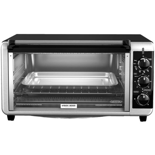 Black+Decker - 8-Slice Extra-Wide Convection Countertop Toaster Oven - Stainless Steel