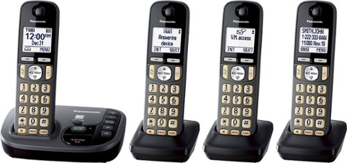  Panasonic - KX-TGD224M DECT 6.0 Expandable Cordless Phone System with Digital Answering System - Metallic black