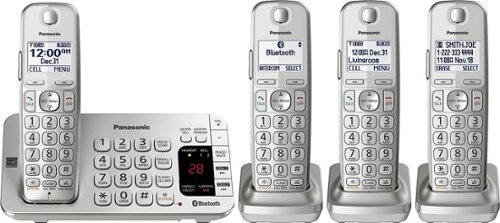  Panasonic - KX-TGE474S Linc2Cell DECT 6.0 Expandable Cordless Phone System with Digital Answering System - Silver