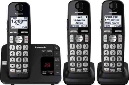  Panasonic - KX-TGE433B DECT 6.0 Expandable Cordless Phone System with Digital Answering System - Black