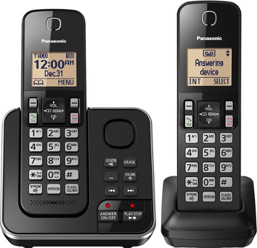  Panasonic - KX-TGC362B DECT 6.0 Expandable Cordless Phone System with Digital Answering System - Black