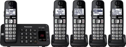  Panasonic - KX-TGE445B DECT 6.0 Expandable Cordless Phone System with Digital Answering System - Black