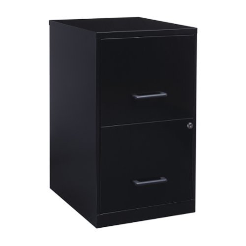 Space Solutions - 18" Deep 2 Drawer Letter Width Vertical File Cabinet - Black-Front_Standard 