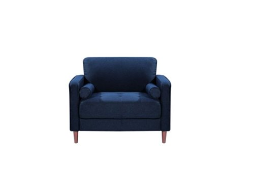 Lifestyle Solutions - Langford Chair with Upholstered Fabric and Eucalyptus Wood Frame - Navy Blue-Front_Standard 