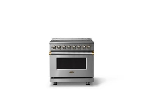 Viking - 36"W. 5.6 Cu.Ft. Pro5S 6 Element Freestanding Electric Induction Convection Range - /Brushed Brass - Stainless Steel